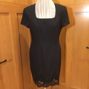 VTLiz Claiborne Black Sheath with Sequin Lace Hem